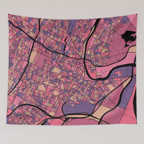 Item preview, Newark Map Pattern in Purple & Pink designed and sold by PatternMaps.