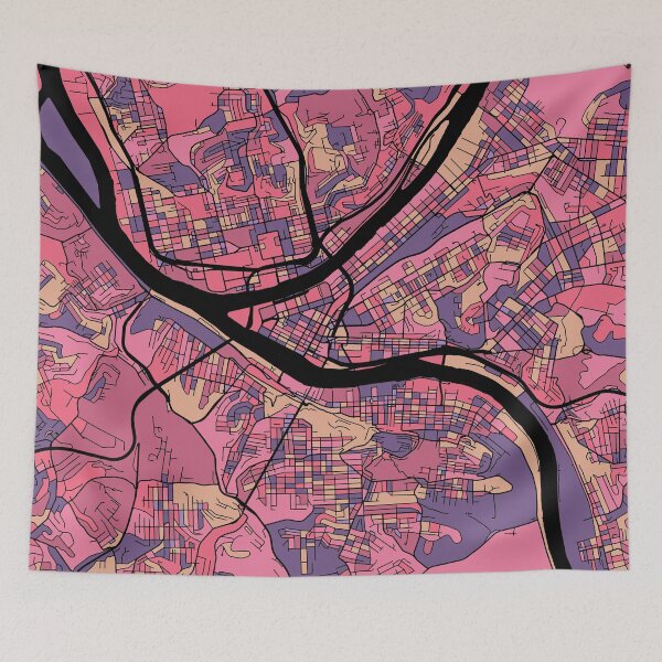 Item preview, Pittsburgh Map Pattern in Purple & Pink designed and sold by PatternMaps.