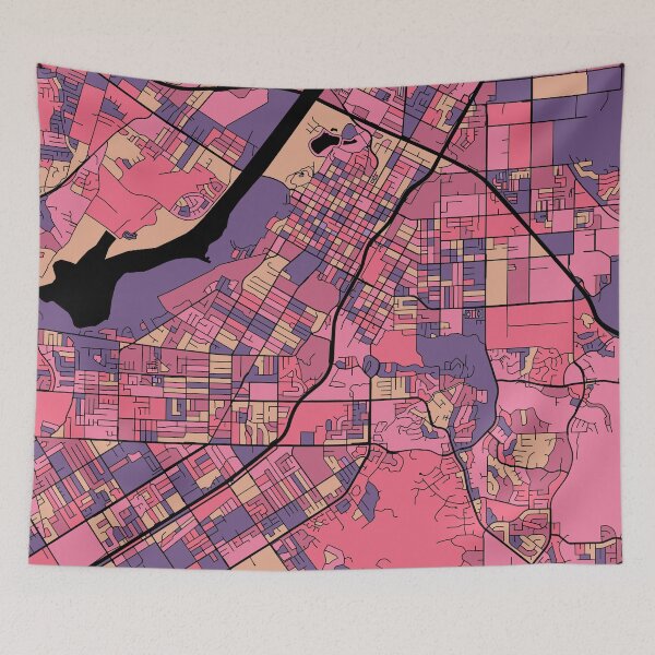 Item preview, Riverside Map Pattern in Purple & Pink designed and sold by PatternMaps.