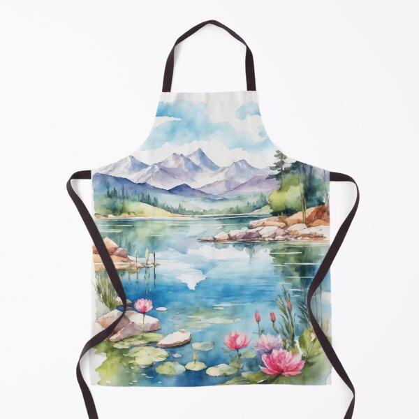 Item preview, Tranquil Watercolor Lake on Vibrant White designed and sold by arikanertug.