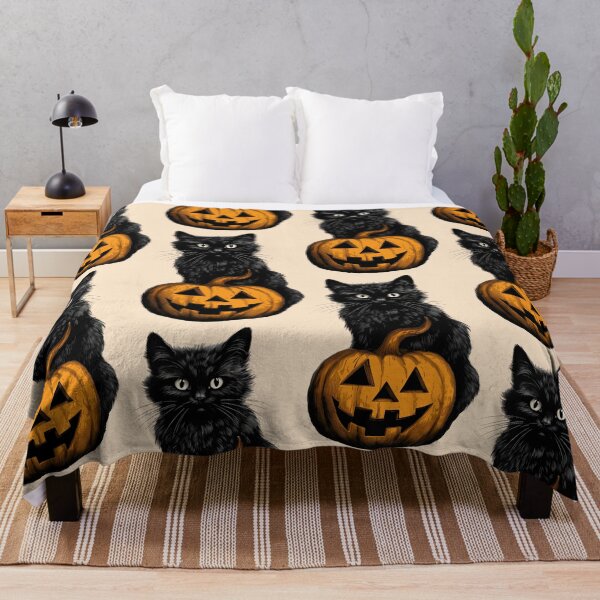 Item preview, Vintage Halloween Shirt Black Cat Pumpkin Jack O Lantern designed and sold by PUFFYP.