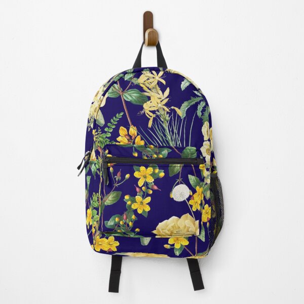 Item preview, Art Nouveau Floral Revival with a Contemporary Twist: Yellow Flowers on Dark Blue designed and sold by IraNiva.