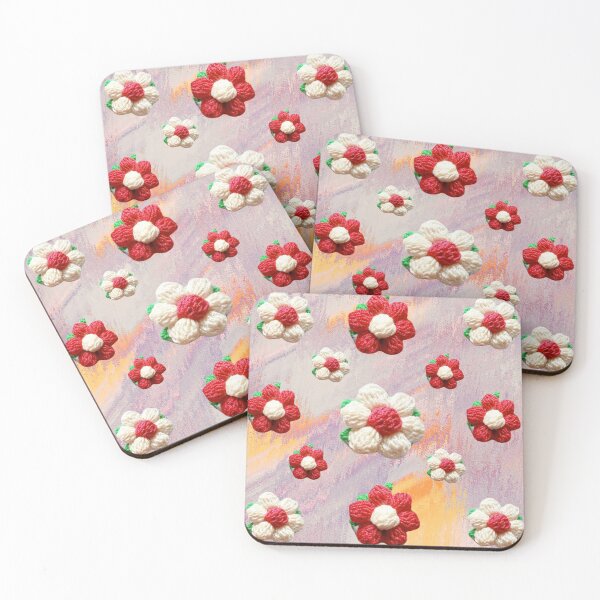 Item preview, Daisy puff flowers Red and Cream designed and sold by Sasidenidesign.