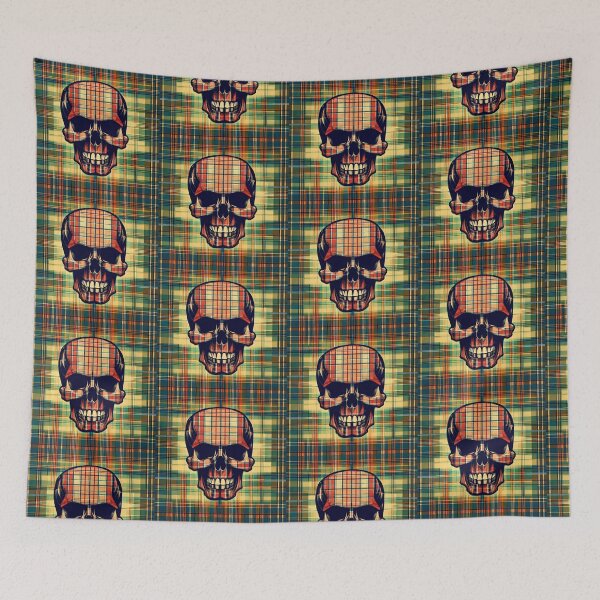 Item preview, Tartan skull in summer day designed and sold by TebyArt.