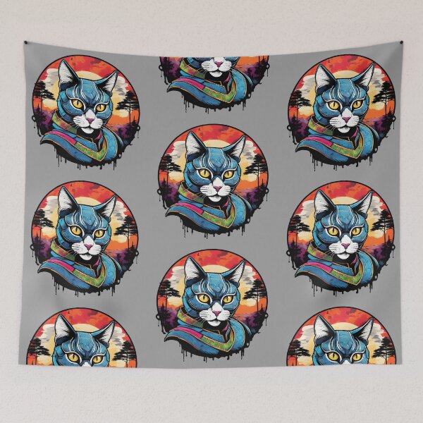 Item preview, fantasy samurai cat designed and sold by defpoint.