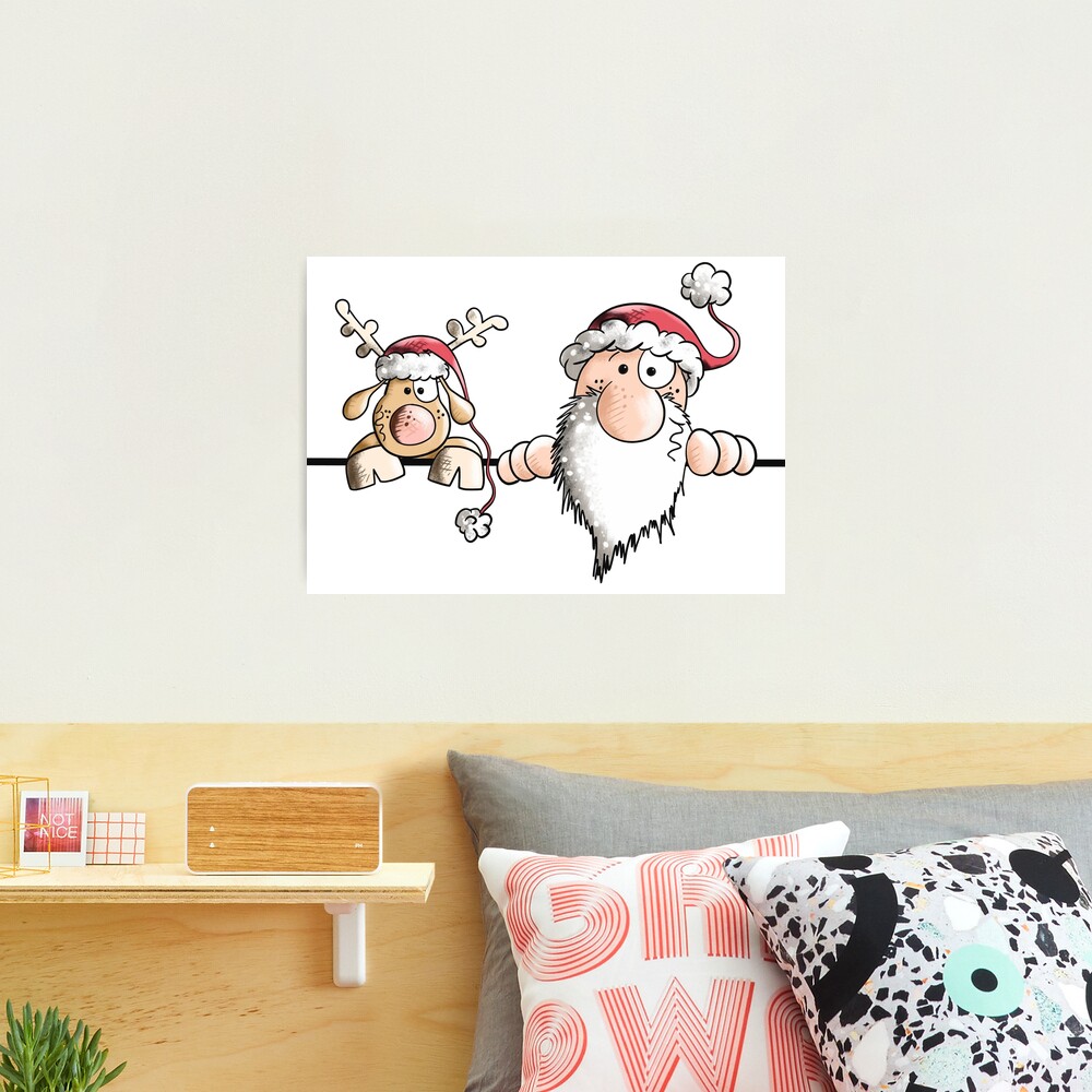 Funny Santa Claus With Reindeer