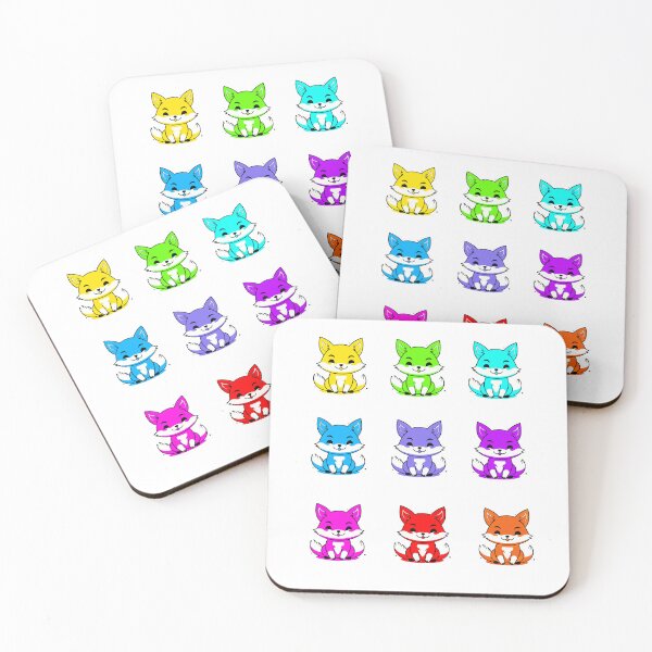Item preview, Cute kawaii fox stickers in nine great colors designed and sold by pixdesigns.