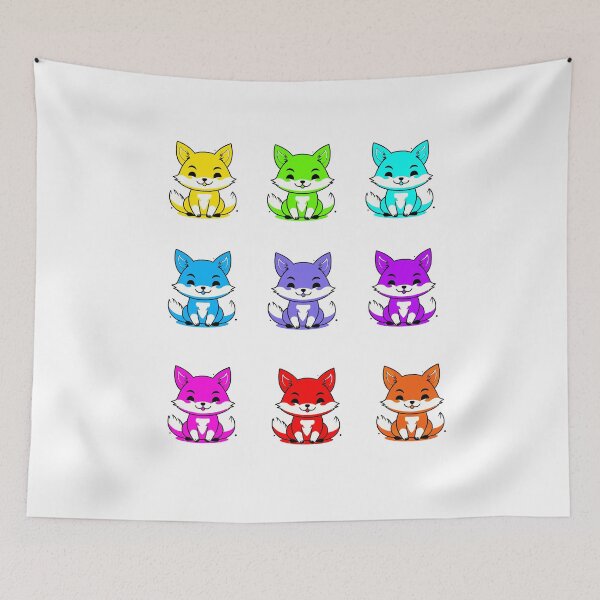 Item preview, Cute kawaii fox stickers in nine great colors designed and sold by pixdesigns.