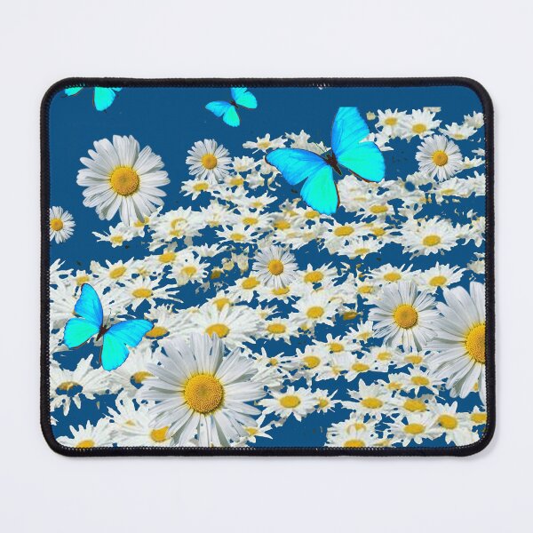 Item preview, BLUE BUTTERFLIES WHITE SHASTA DAISY GARDEN designed and sold by sharlesart.