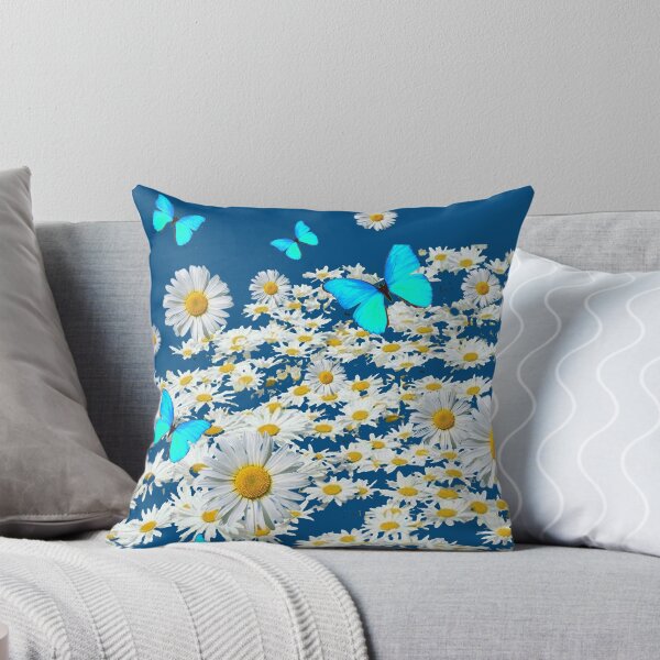 Item preview, BLUE BUTTERFLIES WHITE SHASTA DAISY GARDEN designed and sold by sharlesart.