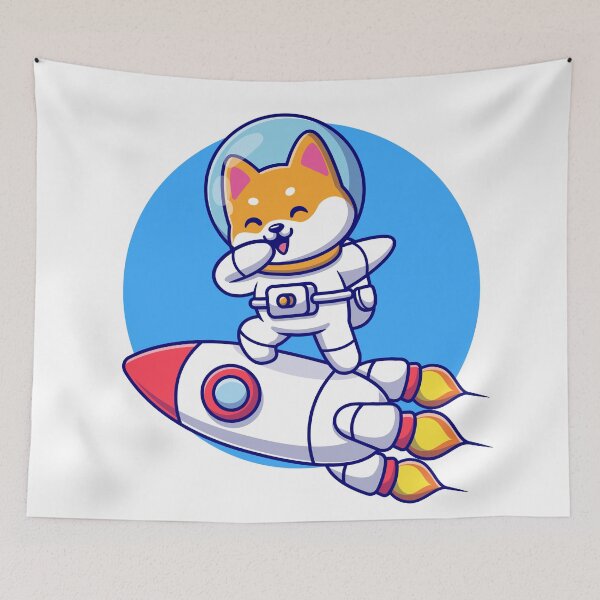 Item preview, Adorable Shiba Inu Astronaut Dabbing on Rocket Cartoon designed and sold by hjian8219.