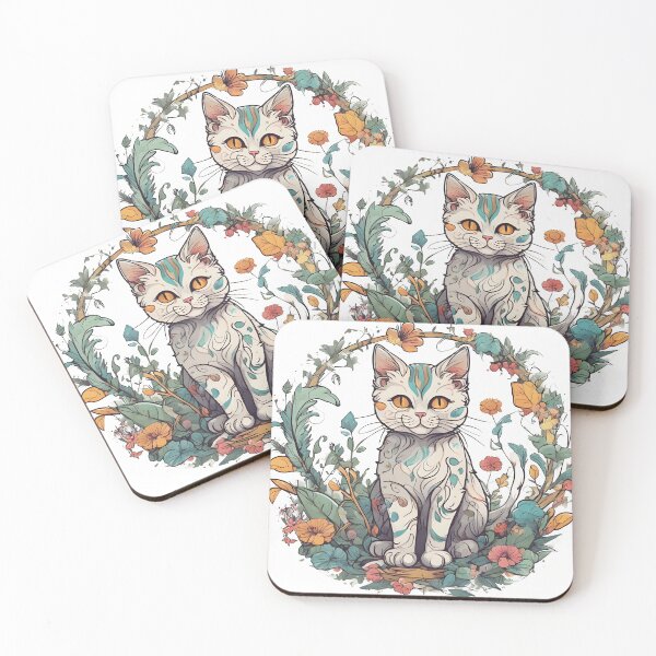 Item preview, cat with floral design designed and sold by defpoint.