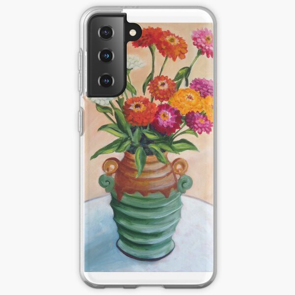 Zinnias in an Art Deco vase Samsung Galaxy Soft Case