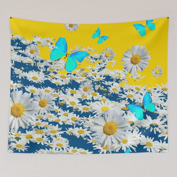 Item preview, DECORATIVE GOLD-BLUE ABSTRACT SHASTA DAISY GARDEN ART  designed and sold by sharlesart.
