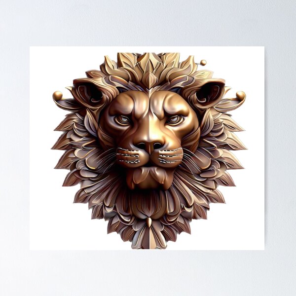 3D Lion Wallpaper, Lying Lion Wall Mural, Relief Wall Decor, Old