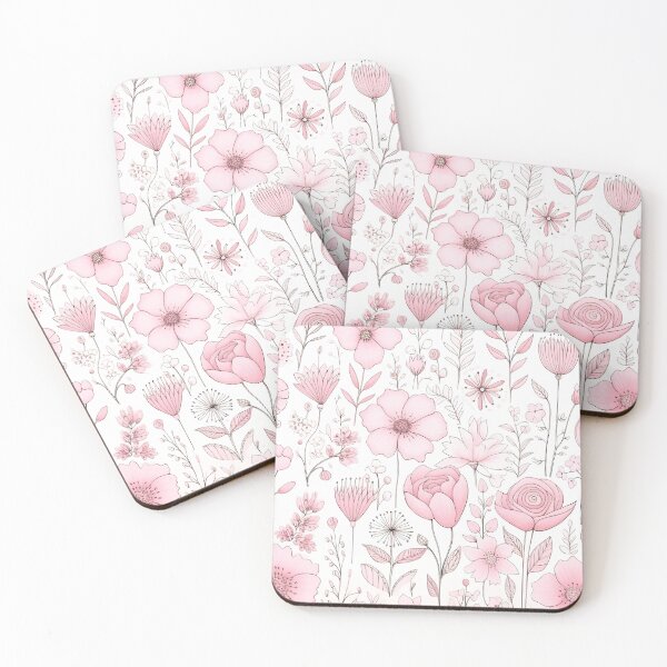 Item preview, Soft Pink and white simple  flowers boho designed and sold by Inktown.