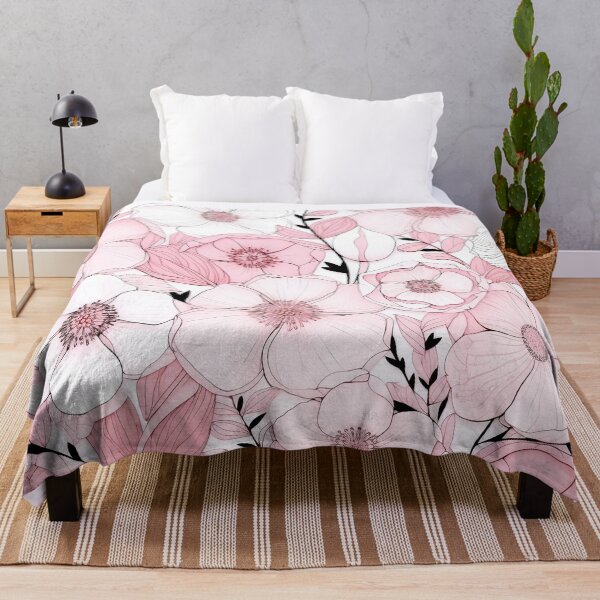Item preview, Flores simples de color rosa suave y blanco floral. designed and sold by Inktown.