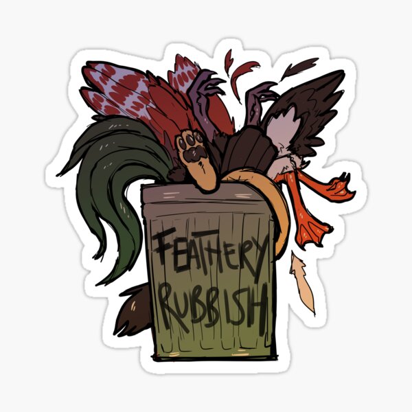 birds! and a gryphon! in a trash can! Sticker