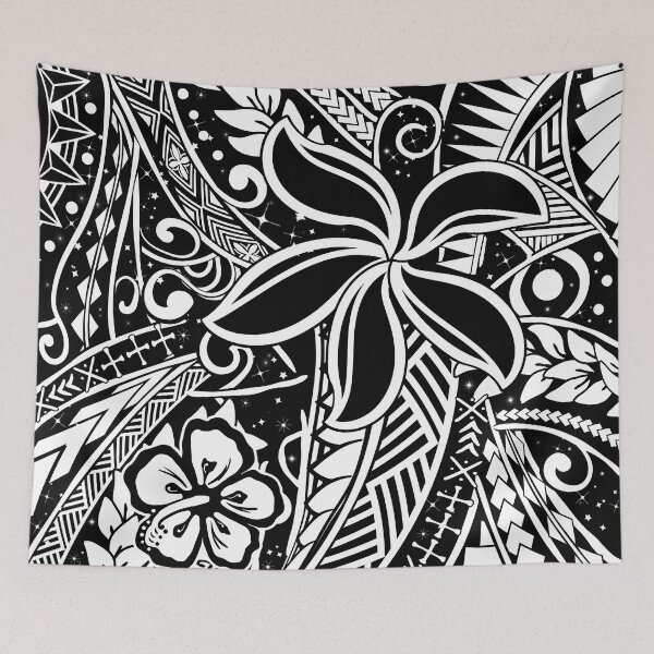 Item preview, Hawaiian - Samoan - Polynesian Black And White Tribal Leaf With StarField designed and sold by sunnthreads.