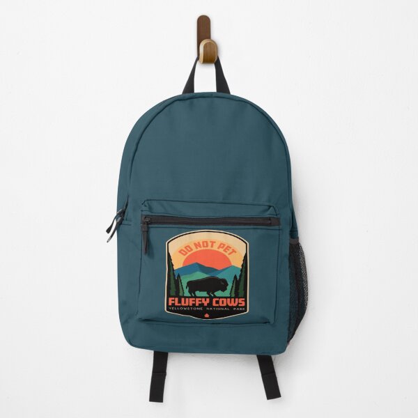 Item preview, Dont Pet The Fluffy Cows Yellowstone National Park Illustrated Bison Buffalo Vintage Sunset and Mountains designed and sold by HarleyStanworth.