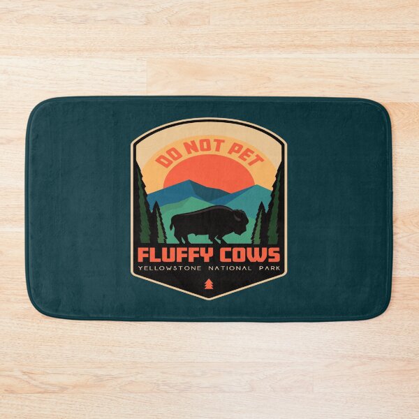 Item preview, Dont Pet The Fluffy Cows Yellowstone National Park Illustrated Bison Buffalo Vintage Sunset and Mountains designed and sold by HarleyStanworth.
