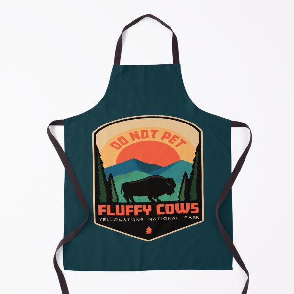 Item preview, Dont Pet The Fluffy Cows Yellowstone National Park Illustrated Bison Buffalo Vintage Sunset and Mountains designed and sold by HarleyStanworth.