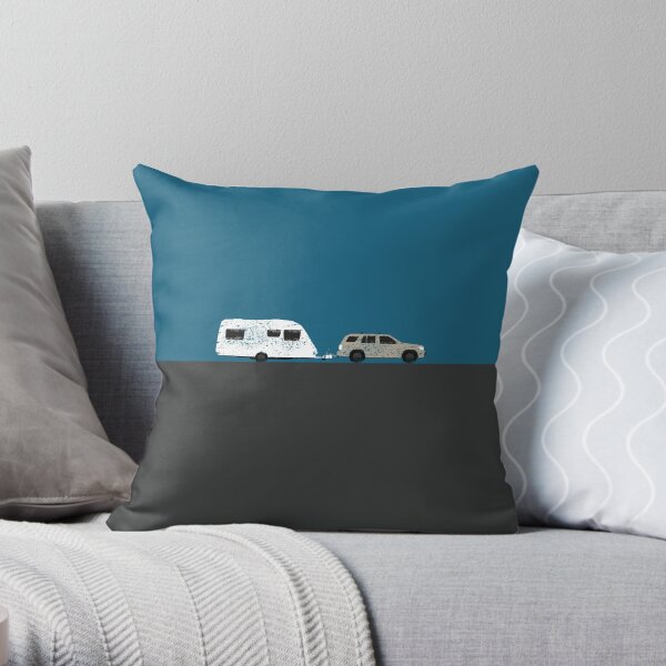 Caravan road trip | Gold Throw Pillow