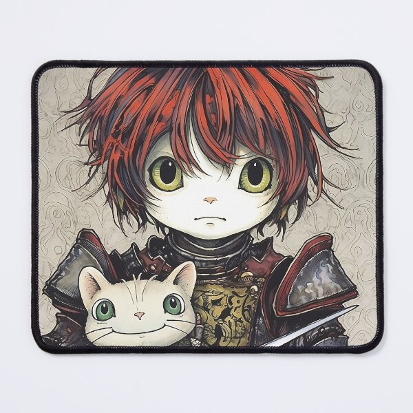 Item preview, Cartoon knight's portrait with his adorable cat designed and sold by Lamarcy.