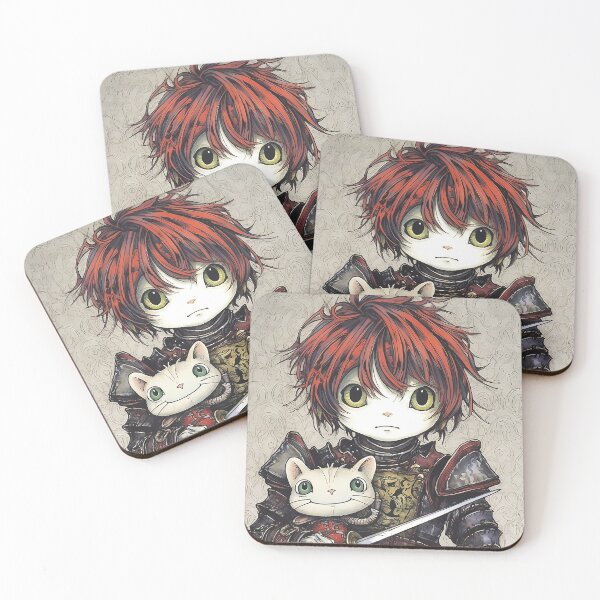 Item preview, Cartoon knight's portrait with his adorable cat designed and sold by Lamarcy.