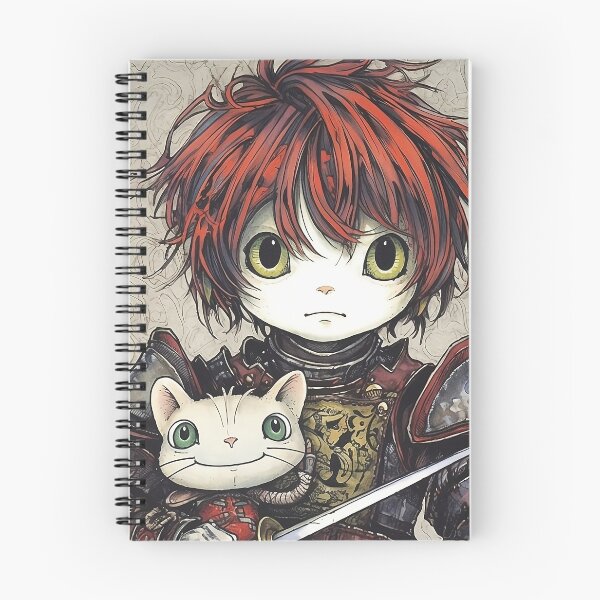 Item preview, Cartoon knight's portrait with his adorable cat designed and sold by Lamarcy.