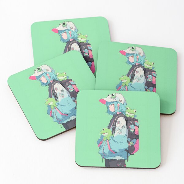 Item preview, Blue And Green Frog Shonen Anime Girl designed and sold by RibbitFans101.