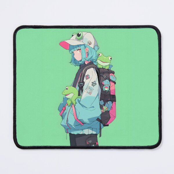 Item preview, Blue And Green Frog Shonen Anime Girl designed and sold by RibbitFans101.