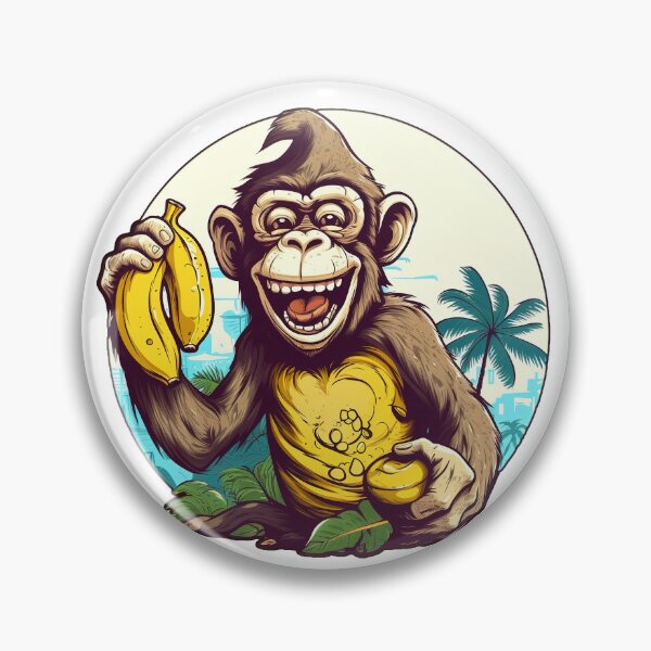 Artikelvorschau, Lustiger Affe im Cartoon-Stil mit Bananen entworfen und verkauft von Lamarcy.