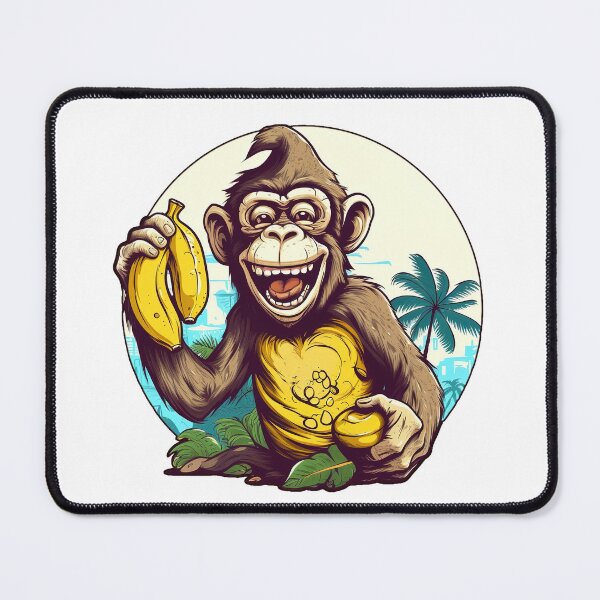 Item preview, Funny Monkey in the Cartoon Style Holding Bananas designed and sold by Lamarcy.