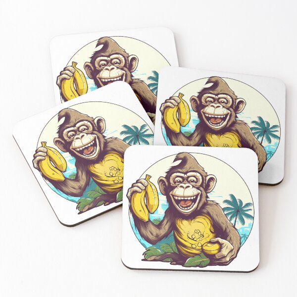 Item preview, Funny Monkey in the Cartoon Style Holding Bananas designed and sold by Lamarcy.