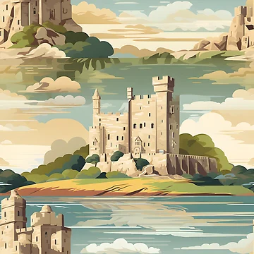 Artwork thumbnail, Castles Pattern 16 - Ireland by DigitalPatternx