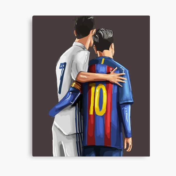 Football Superstar Friendship Canvas Painting Ronaldo and Messi