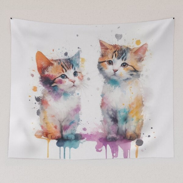 Item preview, Feline Mischief Colored Splattered Kittens designed and sold by IonDigitalArts.