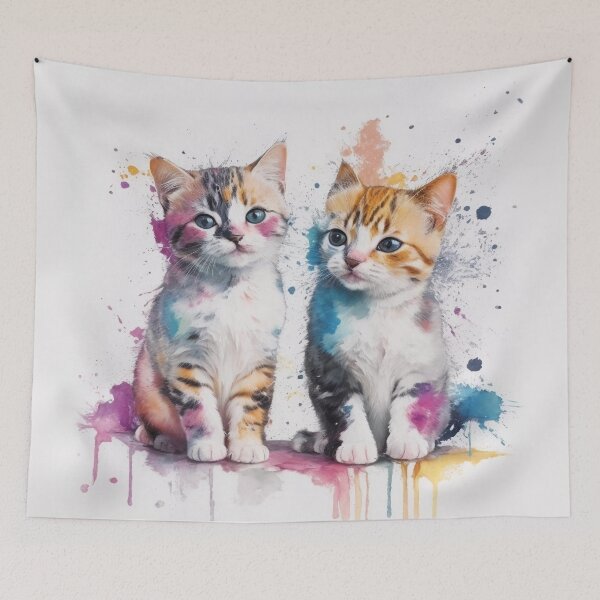 Item preview, Feline Mischief Colored Splattered Kittens designed and sold by IonDigitalArts.