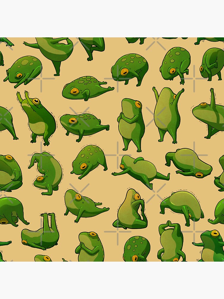 Thumbnail 5 of 5, Coasters (Set of 4), Yoga Frogs Poster No Text designed and sold by DingHuArt.