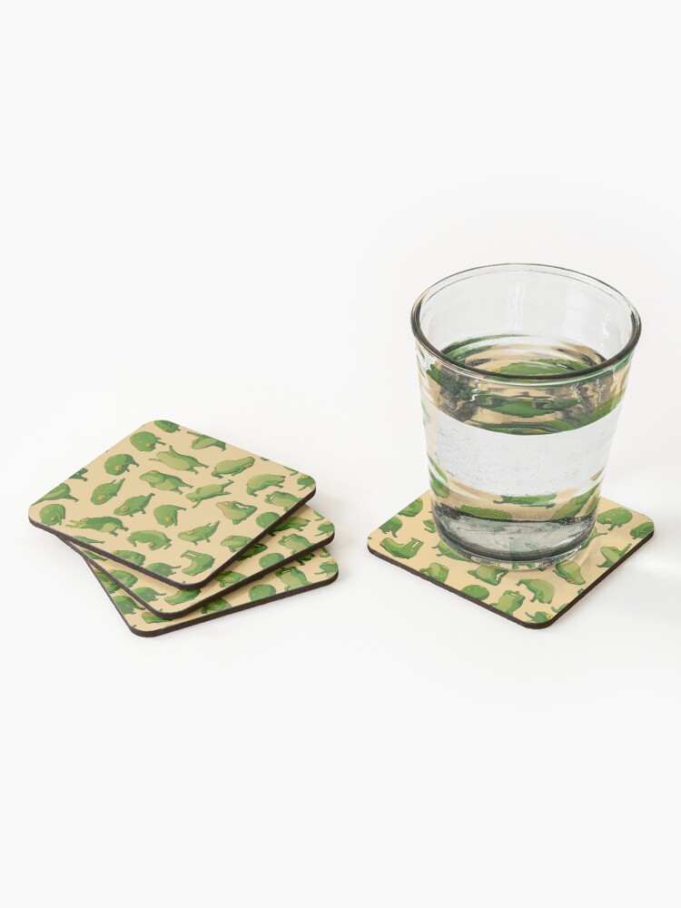 Thumbnail 2 of 5, Coasters (Set of 4), Yoga Frogs Poster No Text designed and sold by DingHuArt.