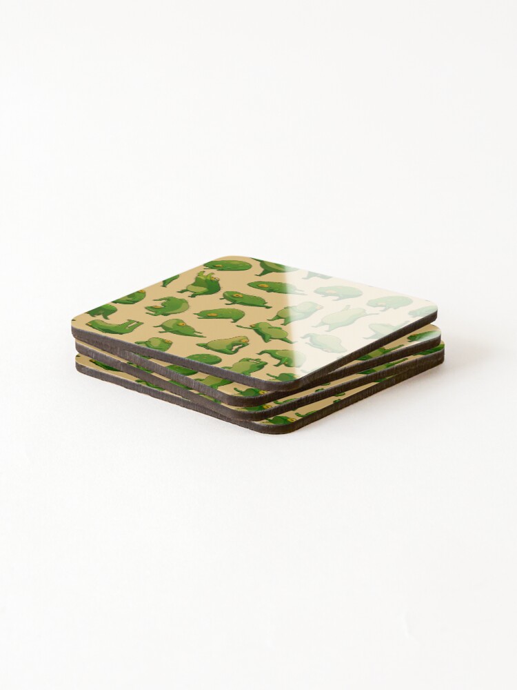 Thumbnail 4 of 5, Coasters (Set of 4), Yoga Frogs Poster No Text designed and sold by DingHuArt.