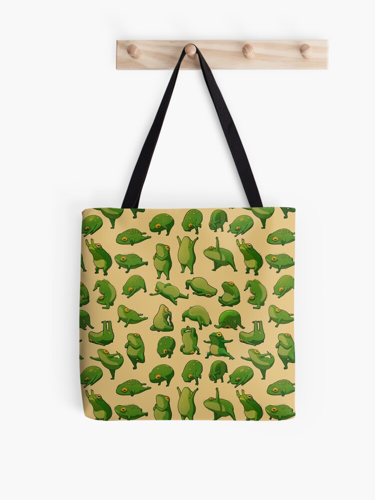 Thumbnail 1 of 2, Tote Bag, Yoga Frogs Poster No Text designed and sold by DingHuArt.