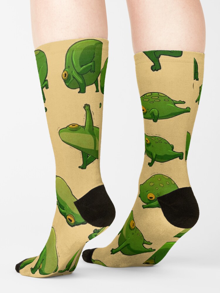 Disover Yoga Frogs Poster No Text Socks