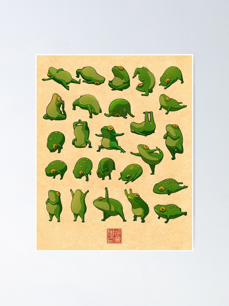 Thumbnail 1 of 3, Poster, Yoga Frogs Poster No Text designed and sold by DingHuArt.