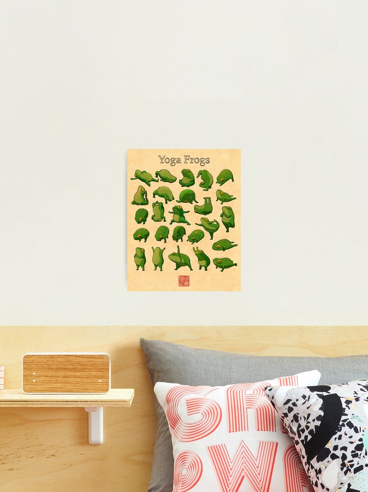 Thumbnail 1 of 3, Photographic Print, Yoga Frogs Poster With Text designed and sold by DingHuArt.