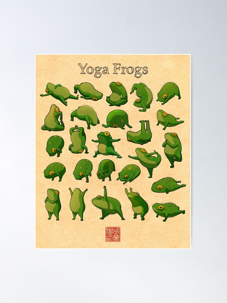 Thumbnail 2 of 3, Poster, Yoga Frogs Poster With Text designed and sold by DingHuArt.
