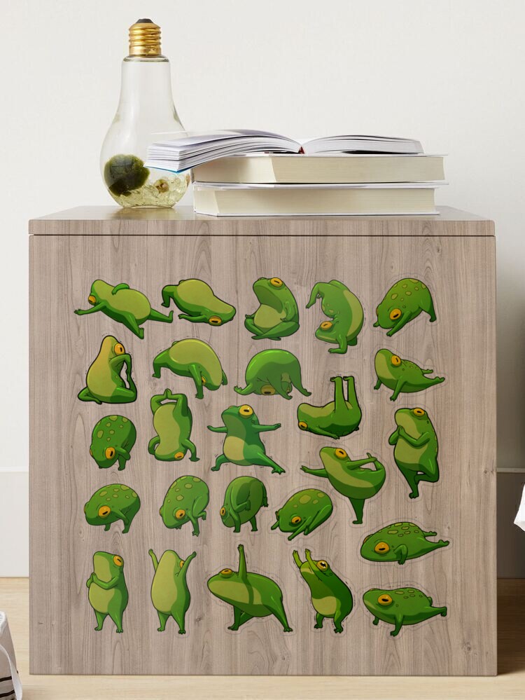 Yoga Frogs Sticker Sheet (4×6″ with 5 stickers total, vinyl waterproof) -  Weyakin Designs