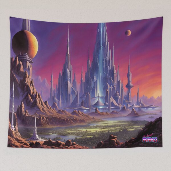 Item preview, Retro Scifi Skyline Deco CCLVII designed and sold by AliceMako.