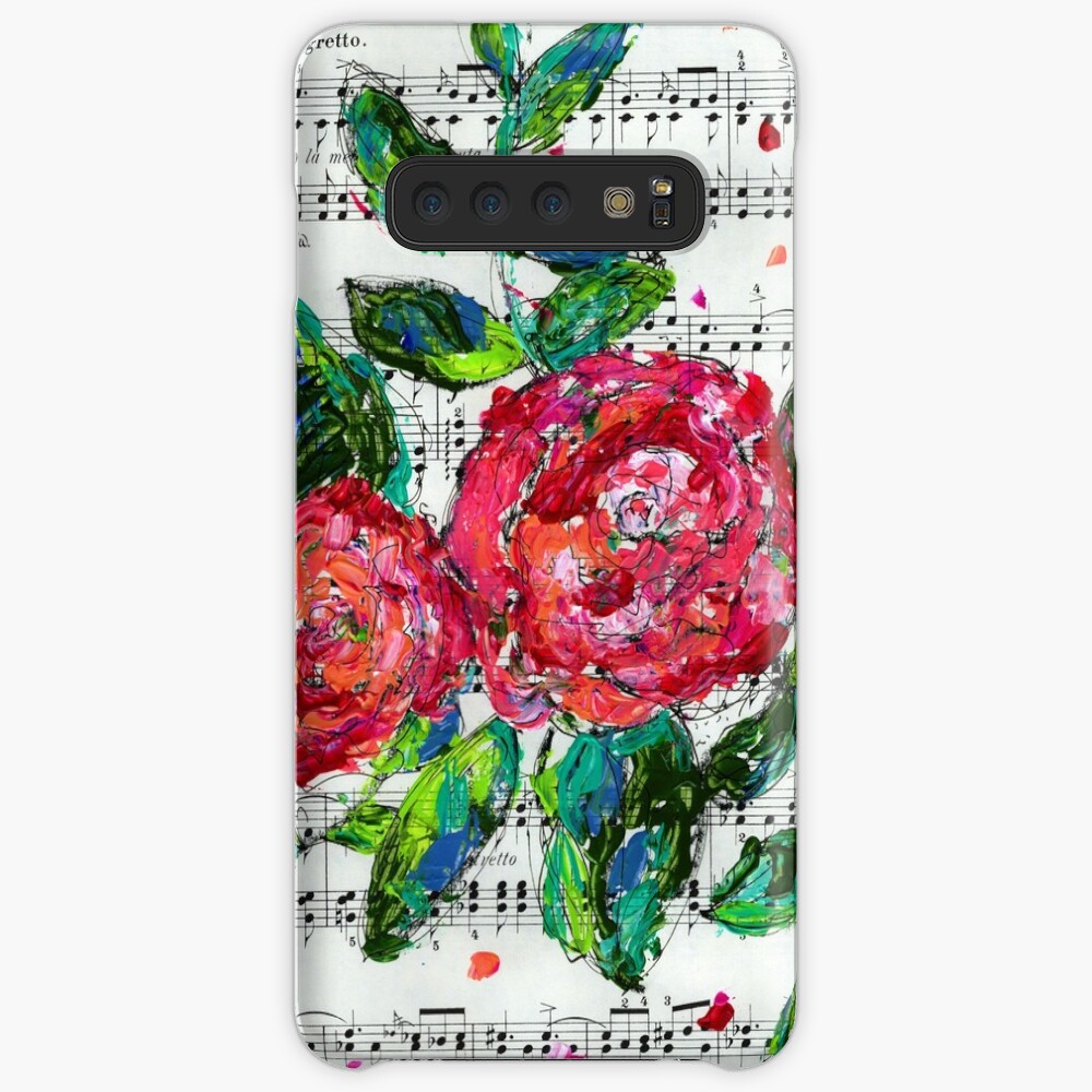 Melody Floral Painting Piano Notes Case Skin For Samsung